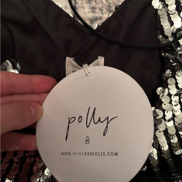 NWT Princess Polly Black and Silver Sequin DRESS - Picture 2 of 3